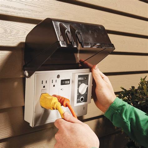 electrical box on side of house|outdoor electrical outlet box enclosure.